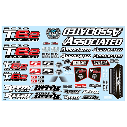 TEAM ASSOCIATED T6.2 DECAL SHEET